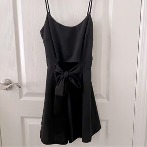 Black cutout mini romper with tie